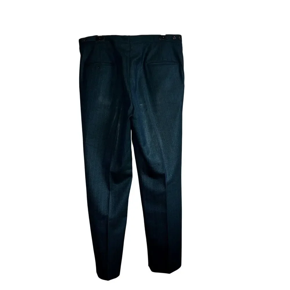 VTG 60s Ne Plus Ultra Iridescent Teal Sharkskin Mod Trousers Side Tab 38x29
